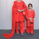 Red Mother & Daughter Matching Set