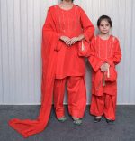 Red Mother & Daughter Matching Set