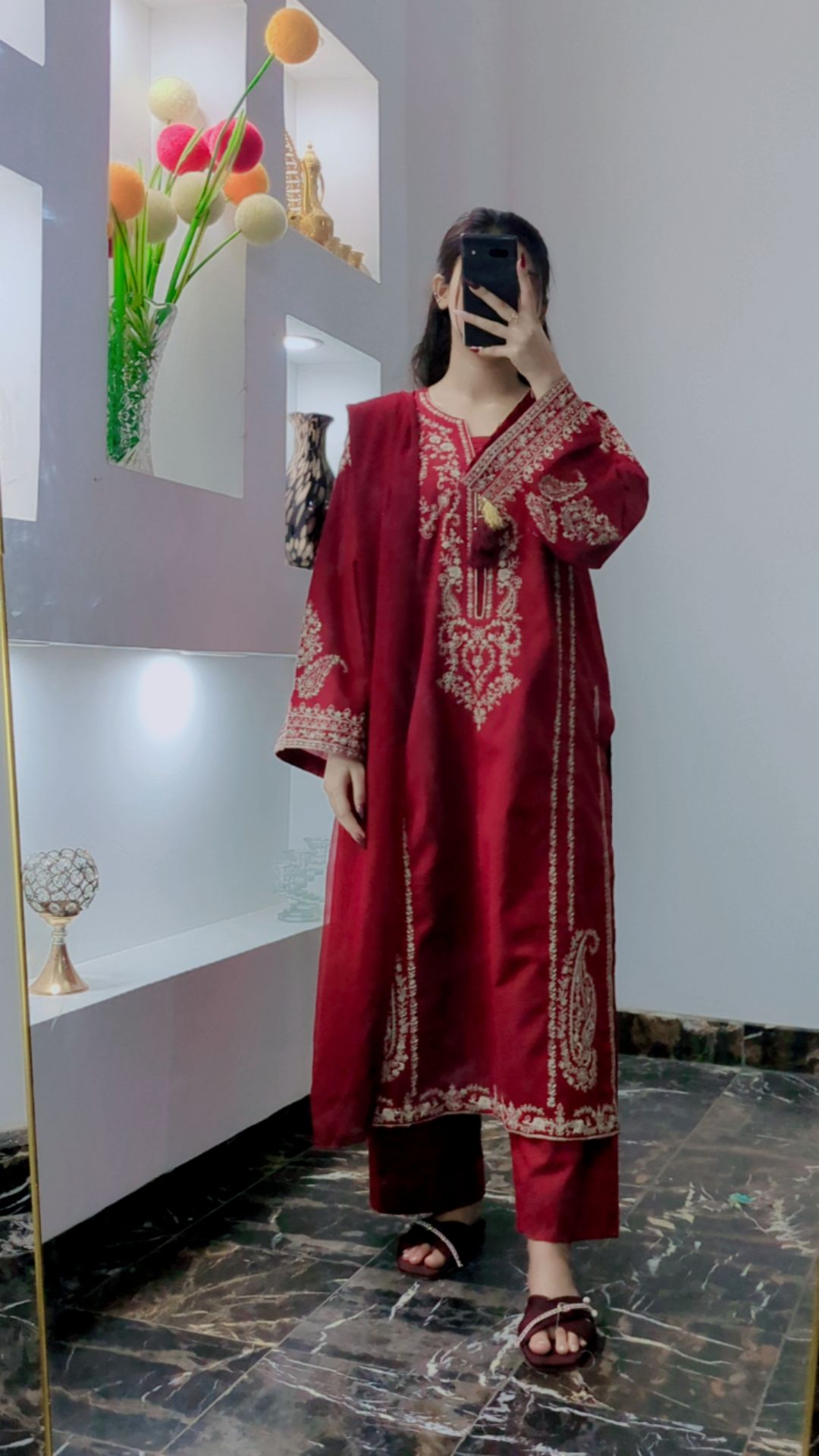 2 Pcs Kurta (Maroon color) 2 Pcs Kurta (Maroon color) - Image 1
