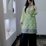 Most elegant embroidered dress Shirt's front side and seleeves full embroidered 2pc Artical Size measurement Chest:20 Shirt lenght:36 Stuff lawn Trouser length:38 Stuff lawn All sizes Available
