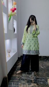 Most elegant embroidered dress Shirt's front side and seleeves full embroidered 2pc Artical Size measurement Chest:20 Shirt lenght:36 Stuff lawn Trouser length:38 Stuff lawn All sizes Available